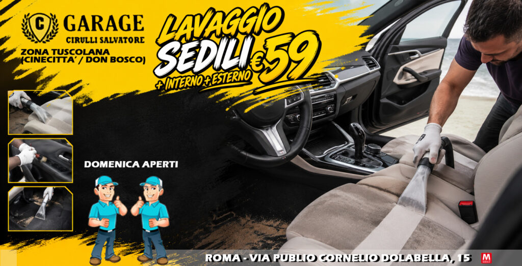 Scopri di più sull'articolo Lavaggio Sedili Auto Roma Tuscolana | Garage Cirulli